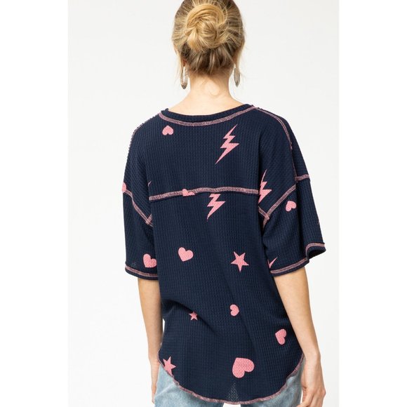 Entro Navy & Pink Waffle Knit Top - Picture 5 of 7